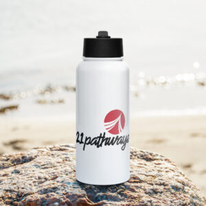 Stainless steel water bottle with a straw lid
